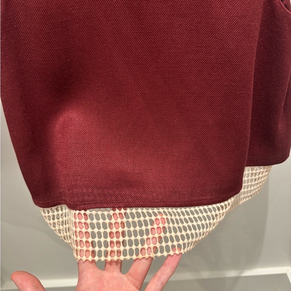 Club Monaco Maroon Layered Mesh Boxy Crop Top - Picture 4 of 4
